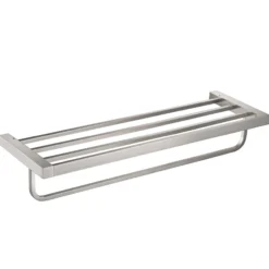 Bathroom Shelf with Towel Bar in Brushed Nickel