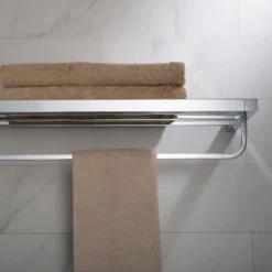 Bathroom Shelf with Towel Bar in Chrome