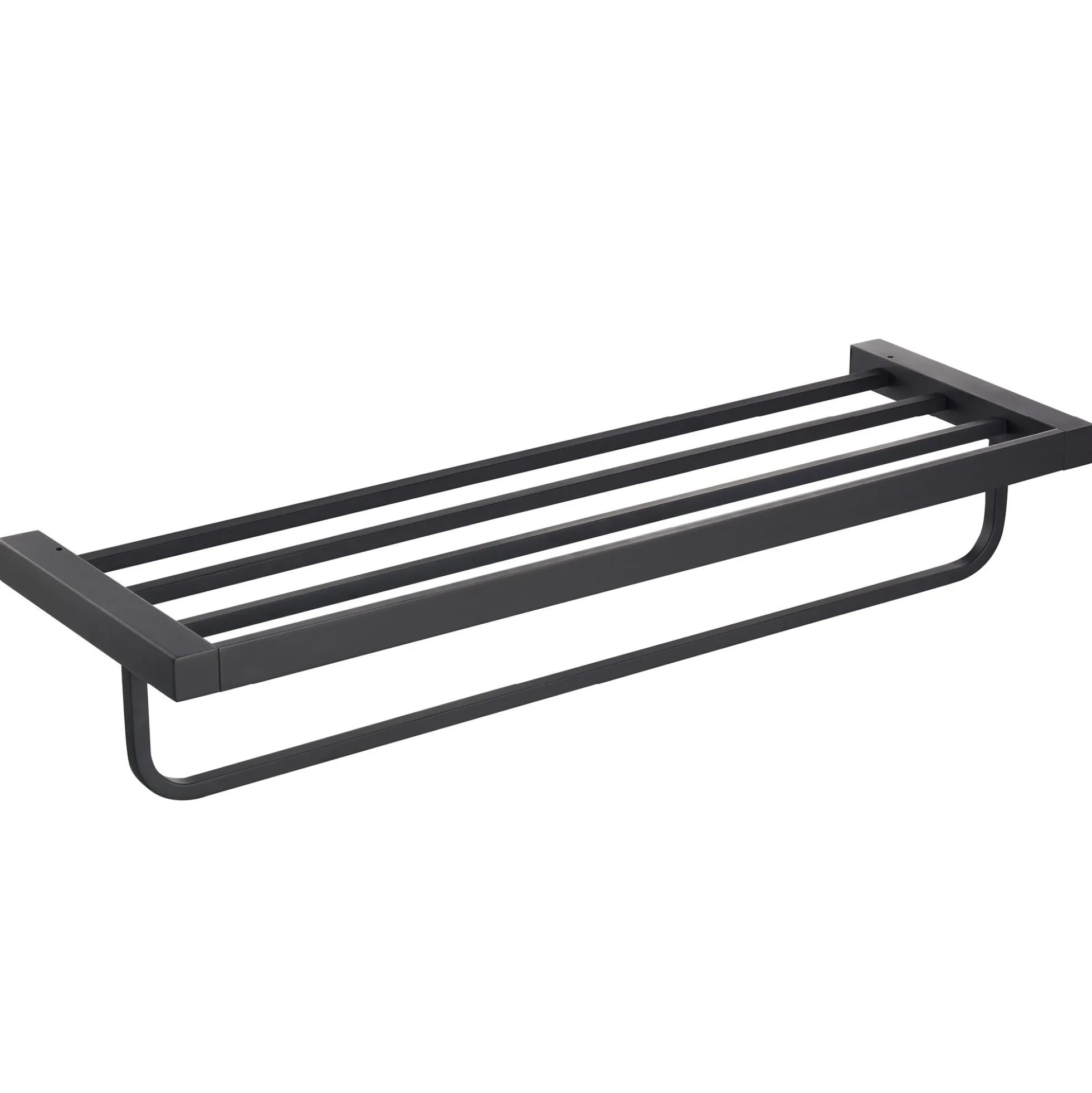 Bathroom Shelf with Towel Bar in Matte Black