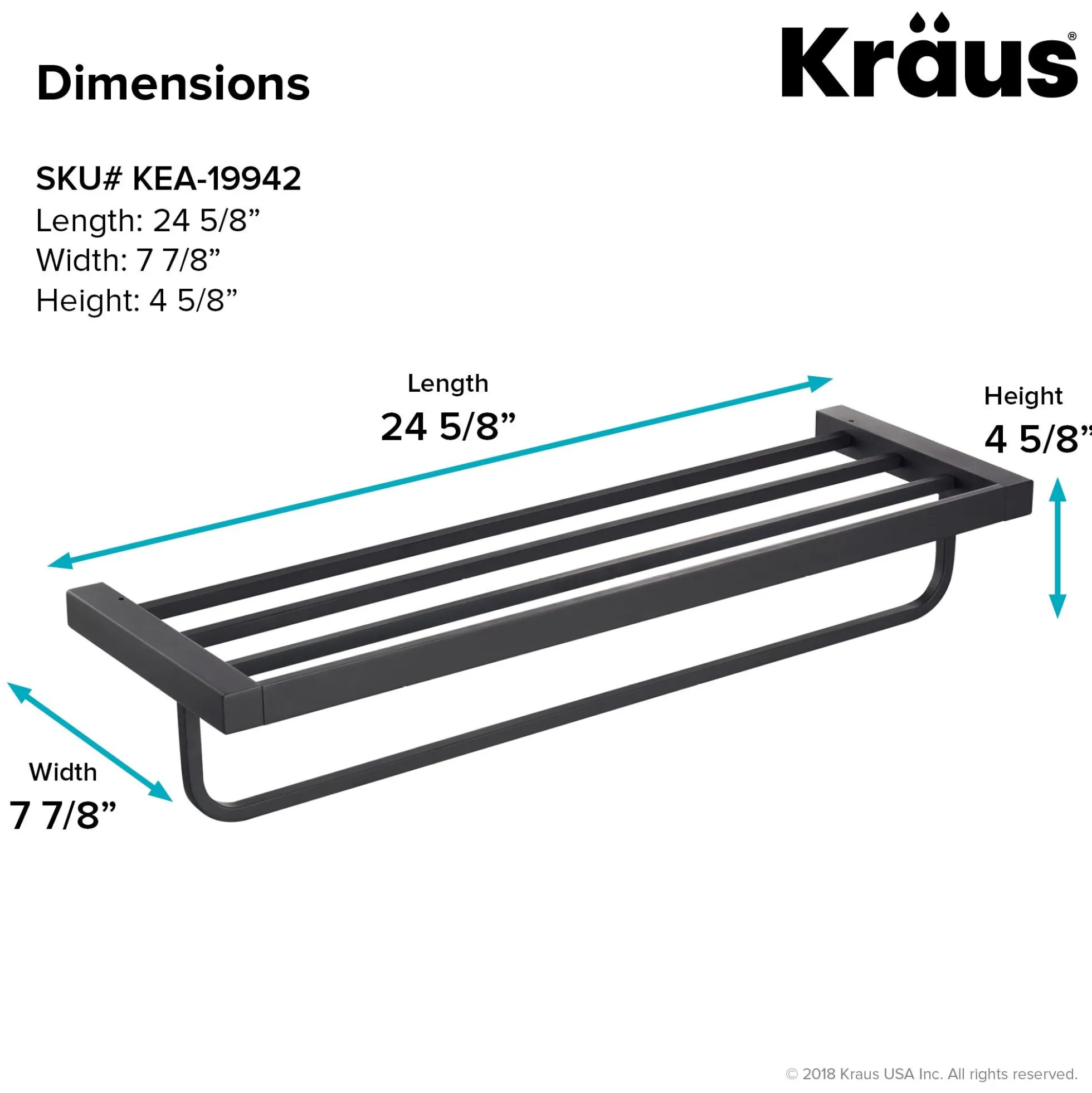 Bathroom Shelf with Towel Bar in Matte Black