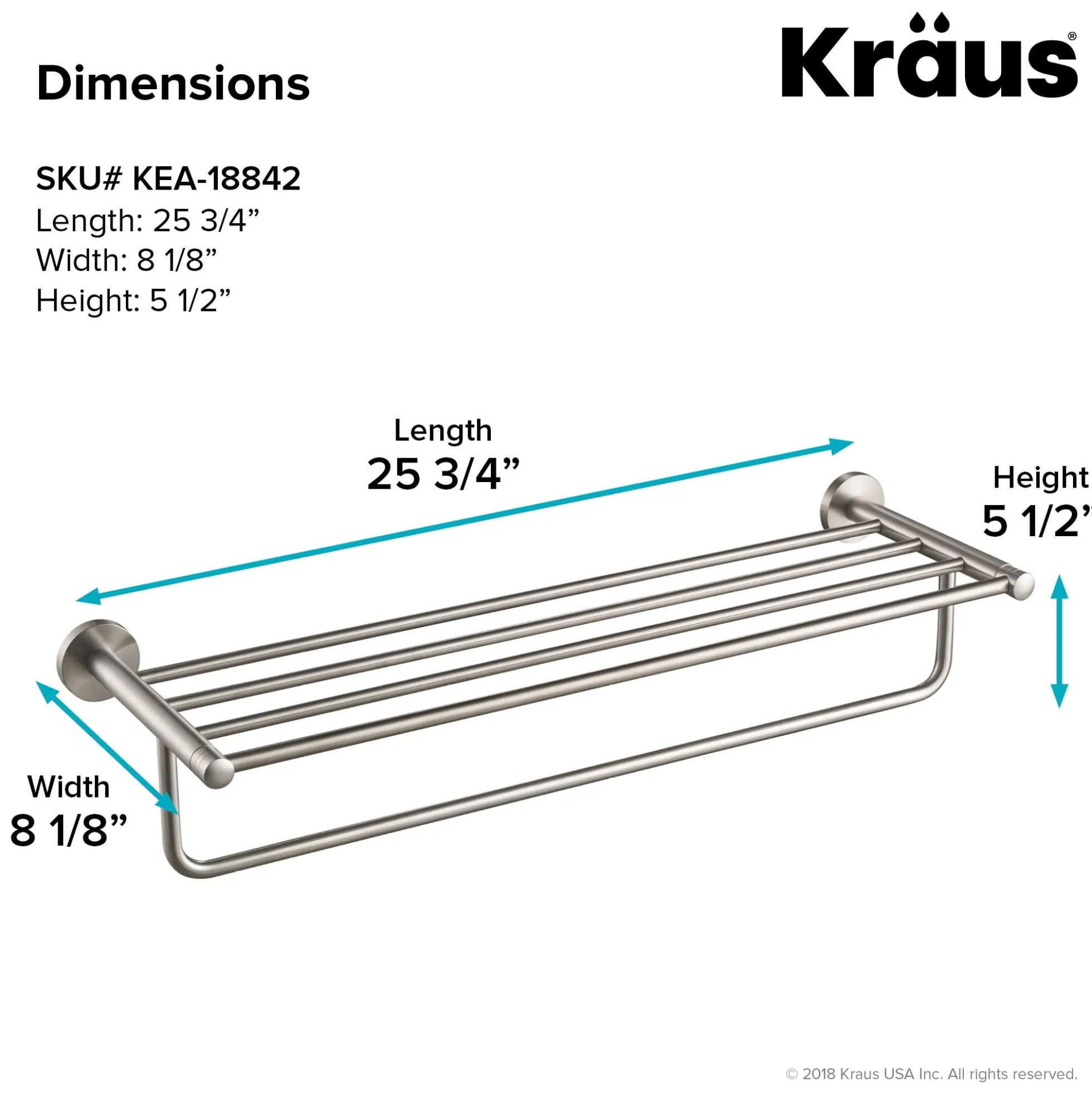 Bathroom Shelf with Towel Bar in Brushed Nickel