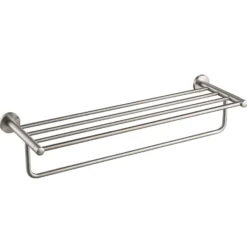 Bathroom Shelf with Towel Bar in Brushed Nickel