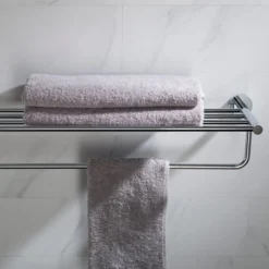 Bathroom Shelf with Towel Bar in Chrome
