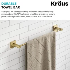 18" Bathroom Towel Bar in Brushed Gold