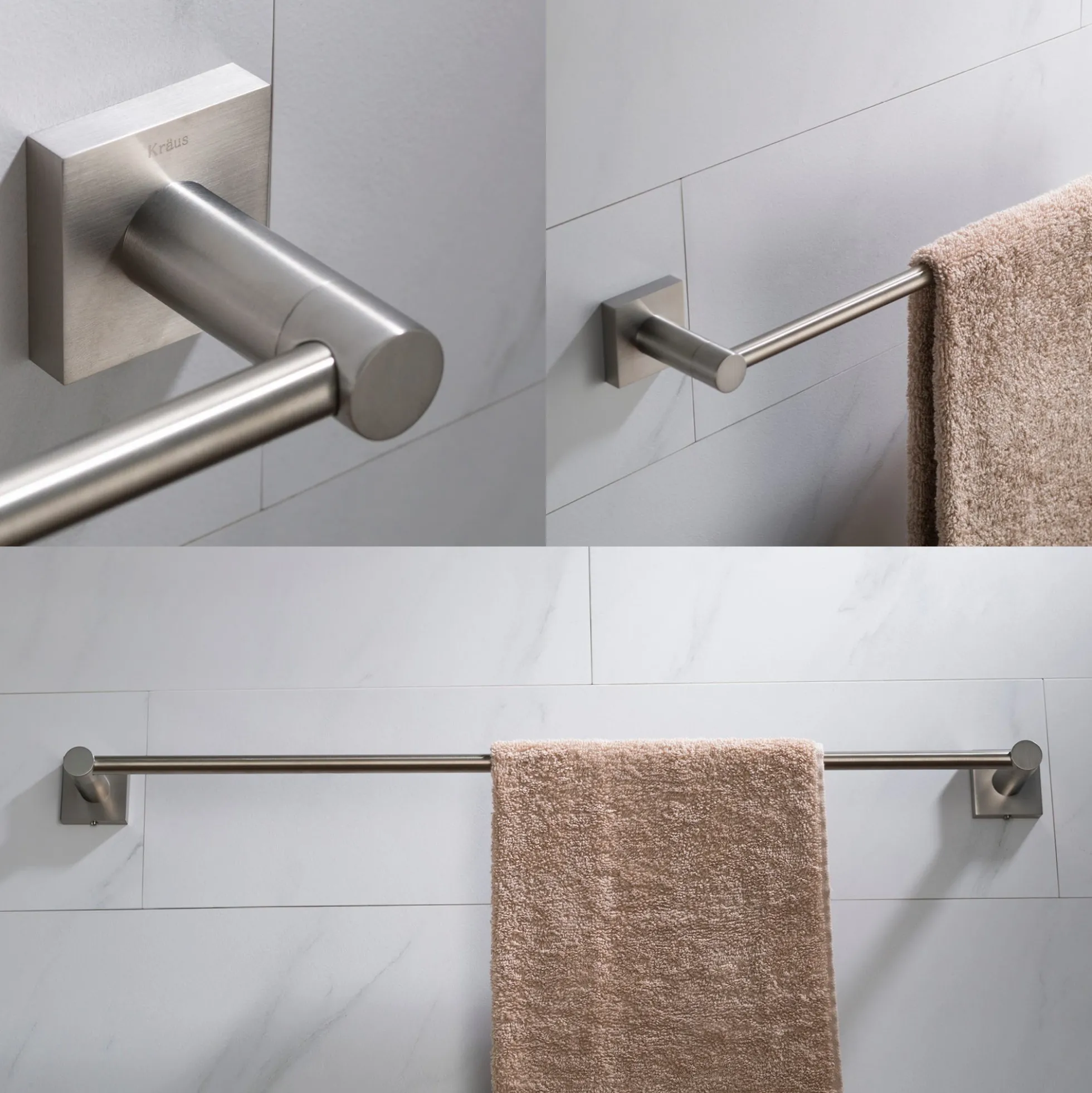 24" Bathroom Towel Bar in Brushed Nickel