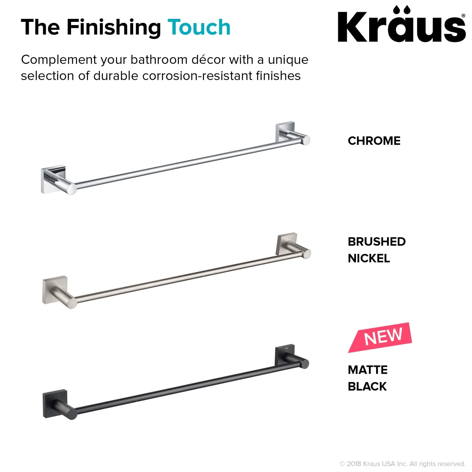 24" Bathroom Towel Bar in Brushed Nickel