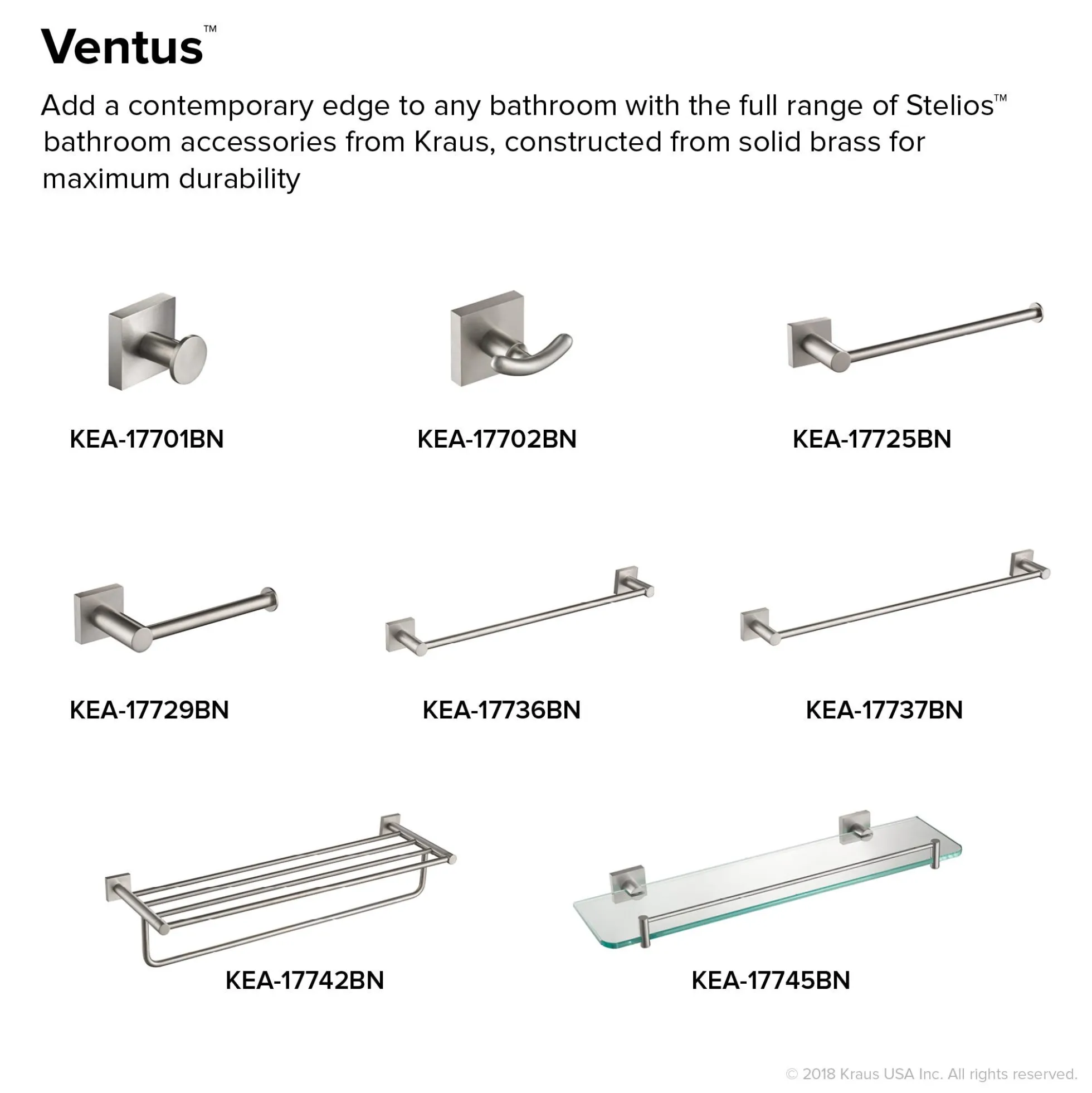 18" Bathroom Towel Bar in Brushed Nickel