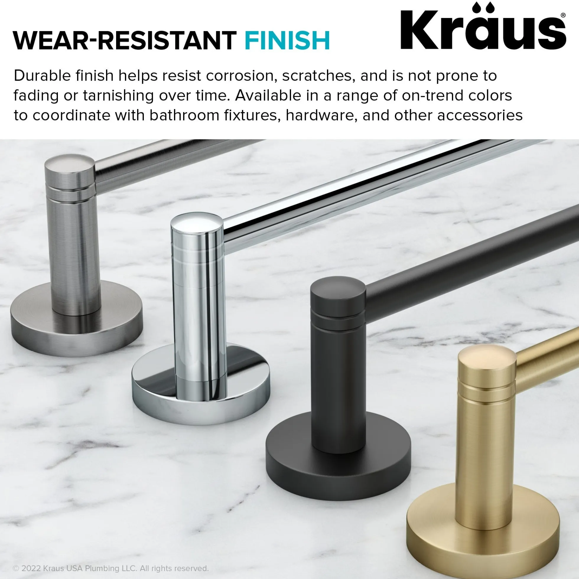 24" Bathroom Towel Bar in Brushed Gold