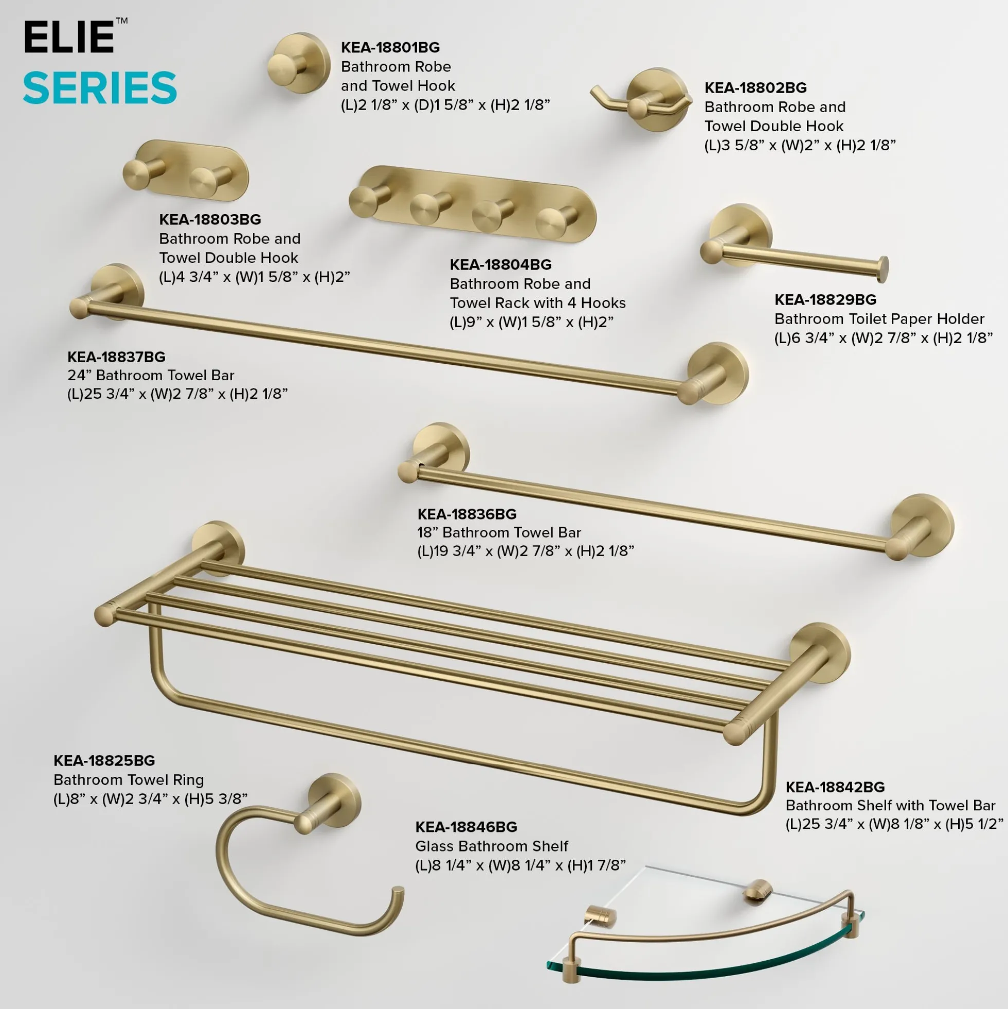 24" Bathroom Towel Bar in Brushed Gold