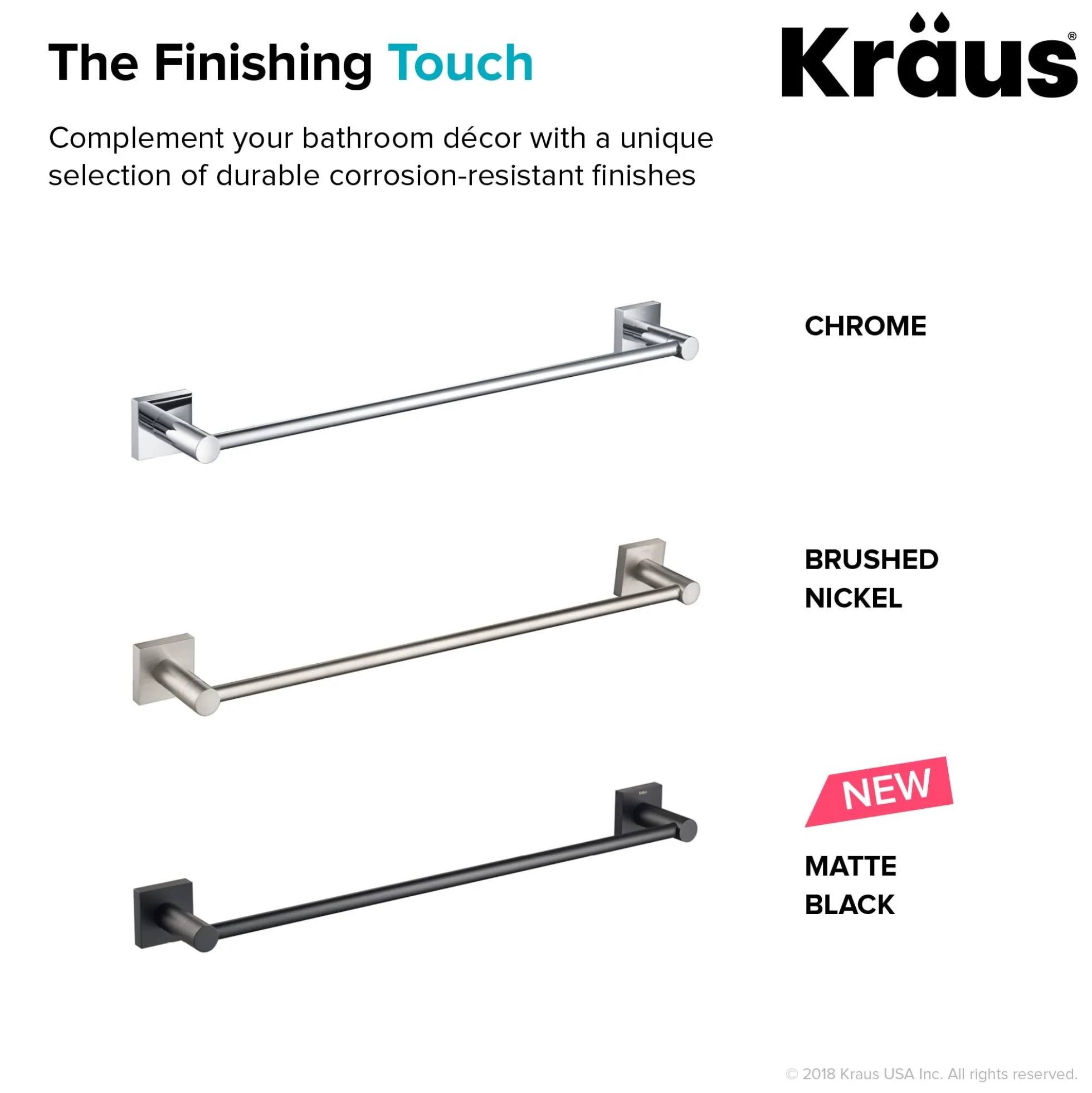 18" Bathroom Towel Bar in Chrome