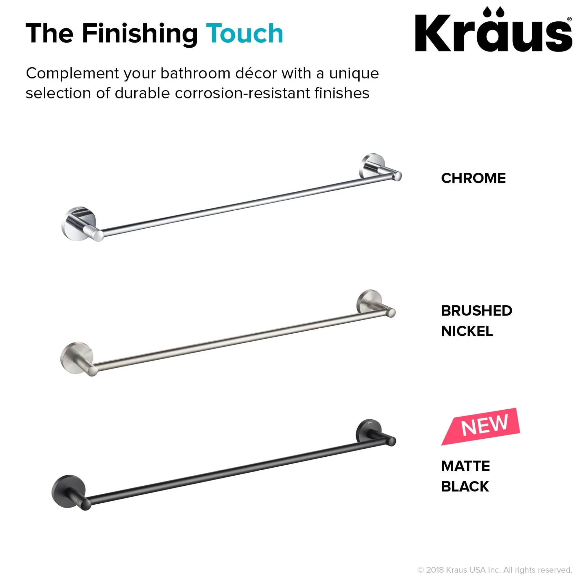 24" Bathroom Towel Bar in Chrome