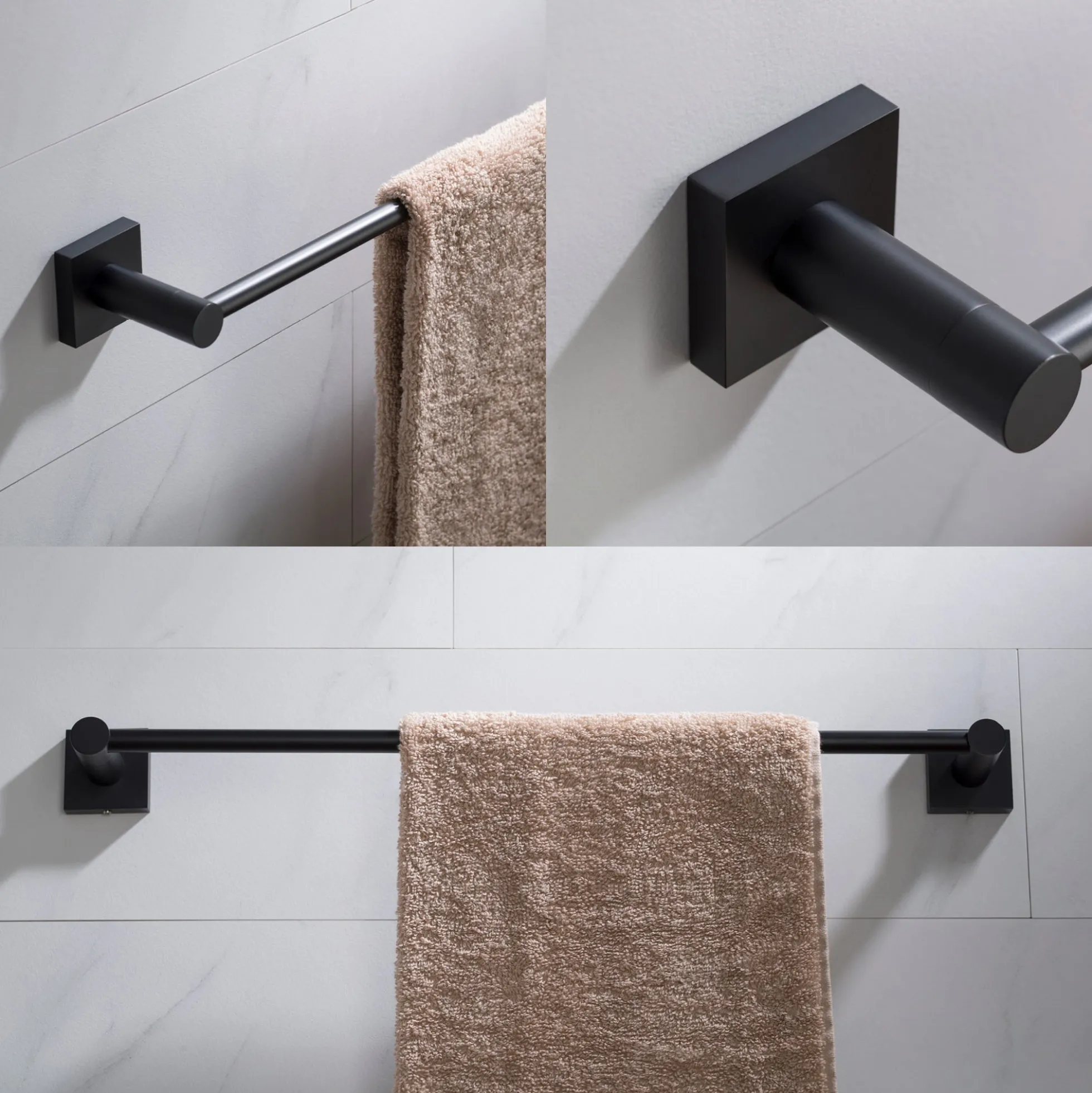 18" Bathroom Towel Bar in Matte Black
