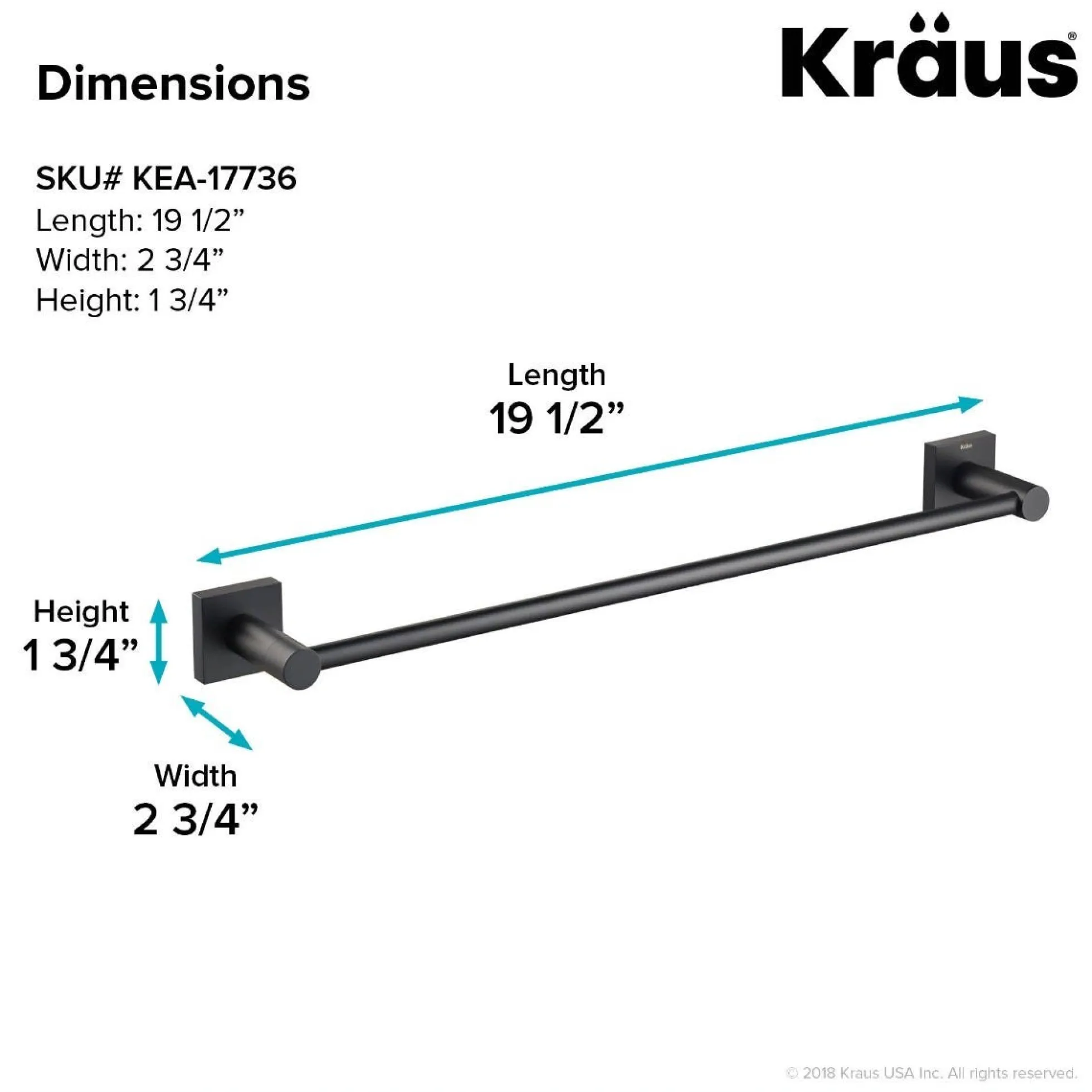 18" Bathroom Towel Bar in Matte Black