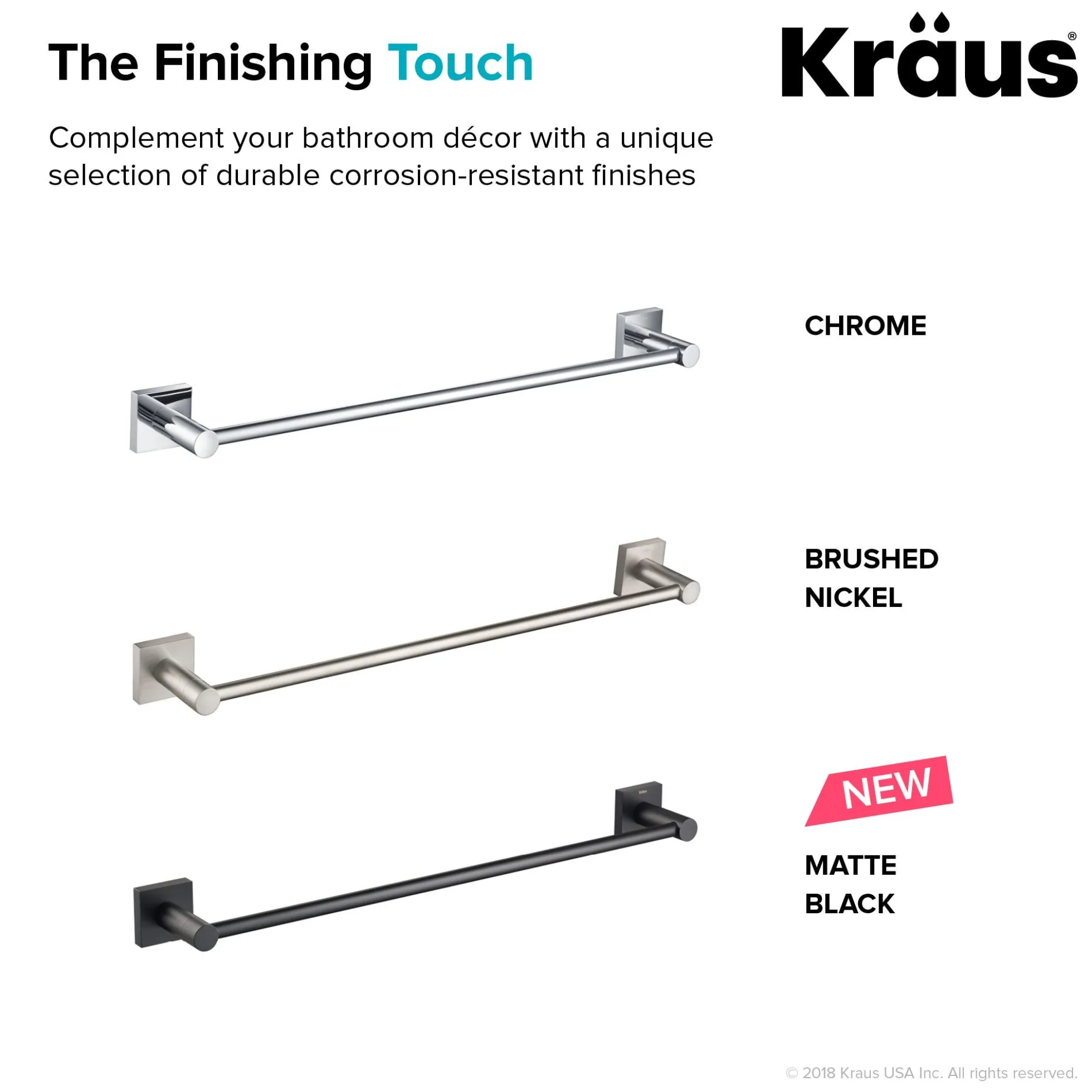 18" Bathroom Towel Bar in Matte Black