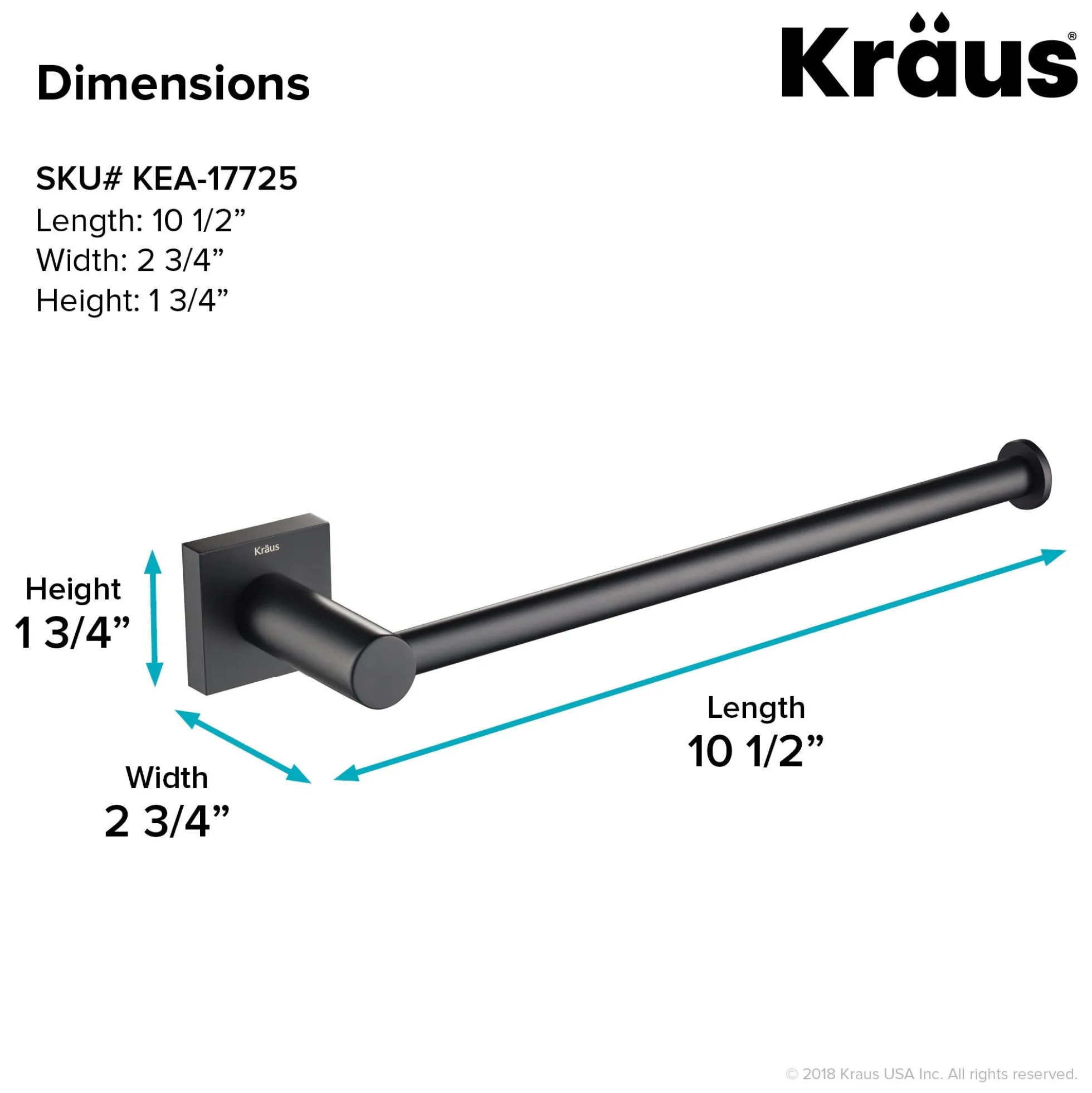 Bathroom Towel Bar in Matte Black