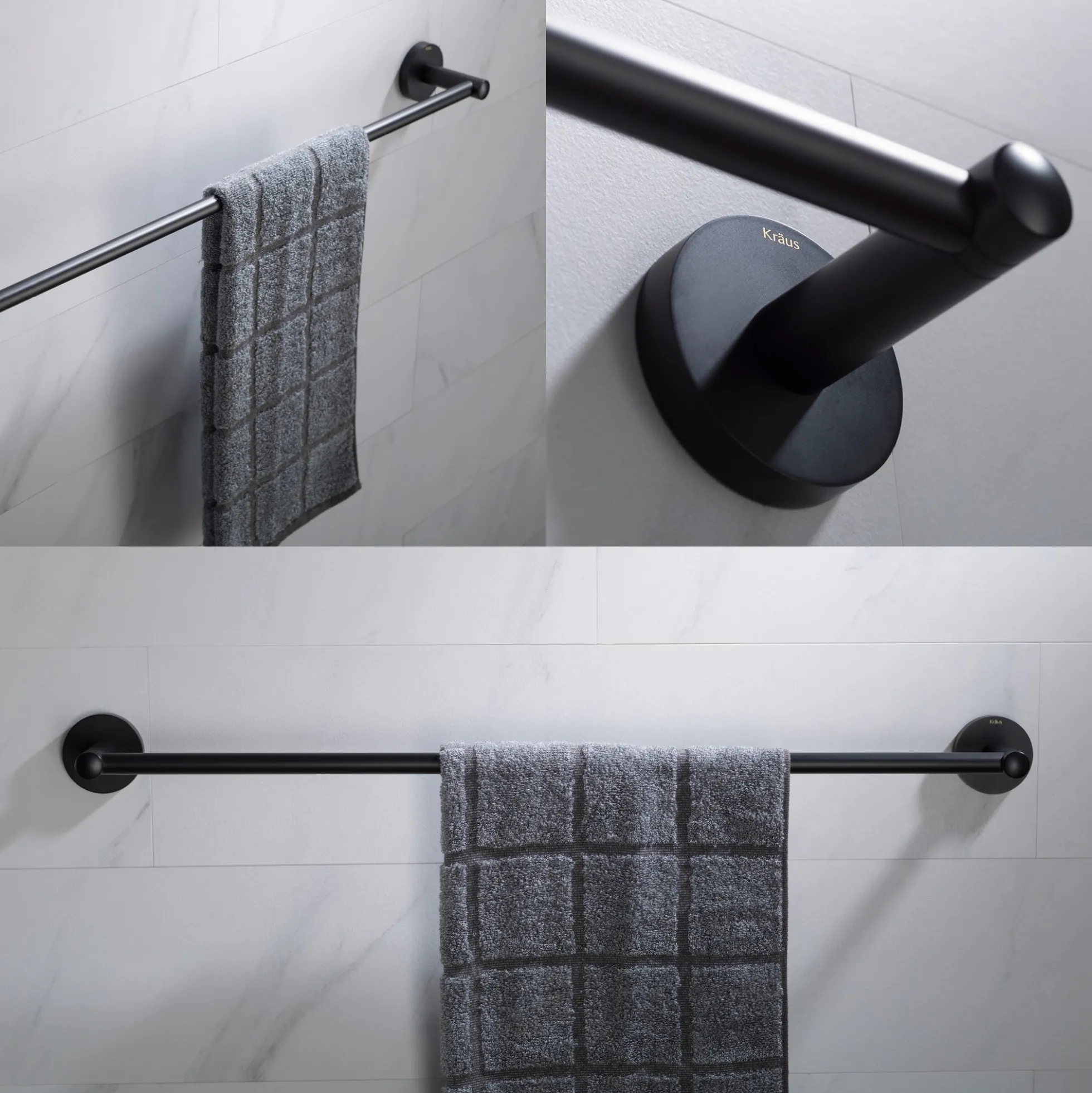 24" Bathroom Towel Bar in Matte Black