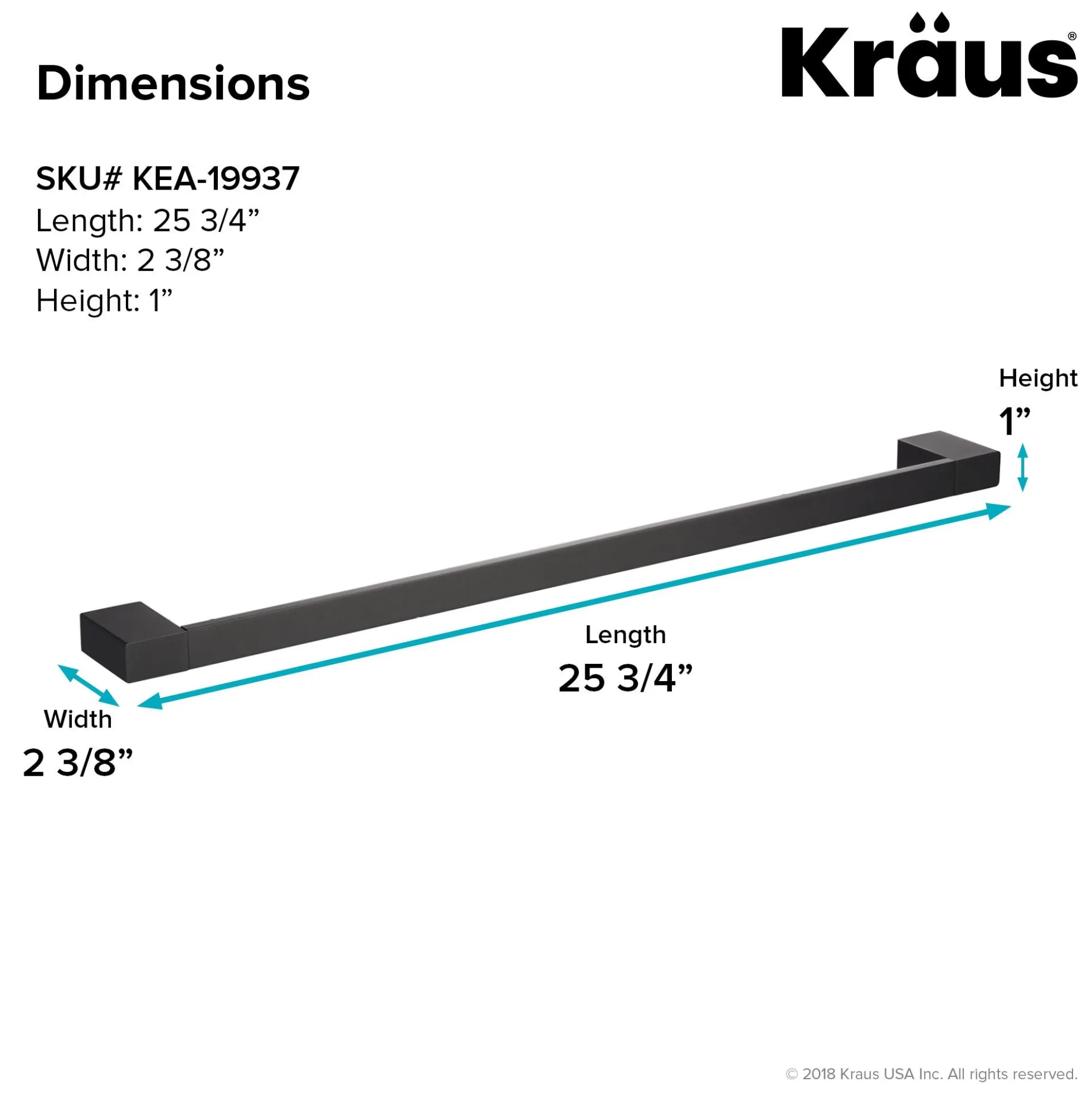 24" Bathroom Towel Bar in Matte Black