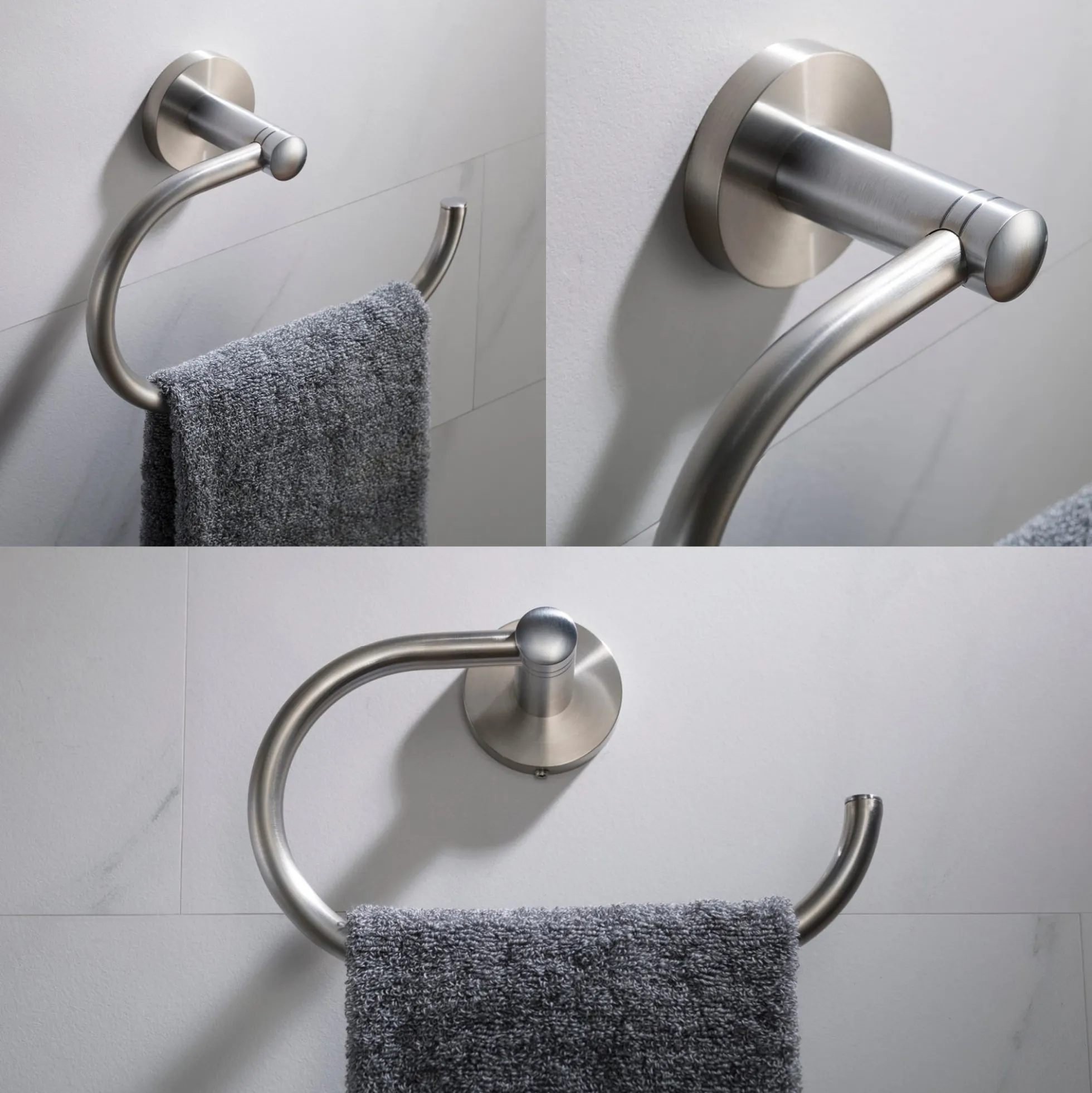Bathroom Towel Ring in Brushed Nickel