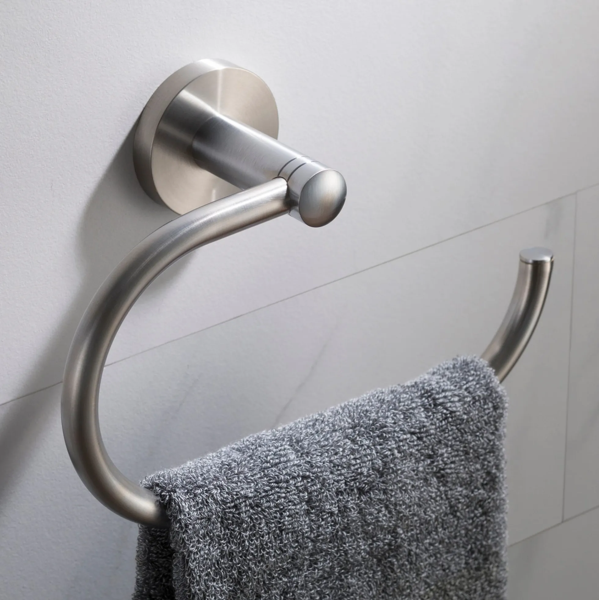 Bathroom Towel Ring in Brushed Nickel