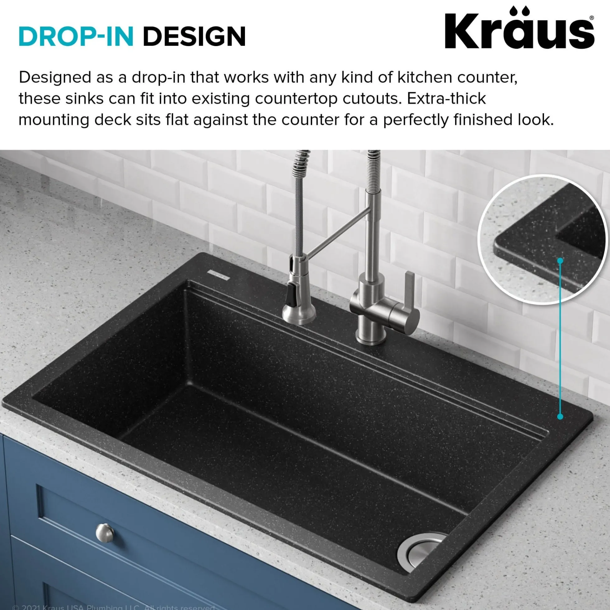 Bellucci Workstation 33 in. Drop-In Granite Composite Single Bowl Kitchen Sink in Metallic Black with Accessories with WasteGuard™ Continuous Feed Garbage Disposal