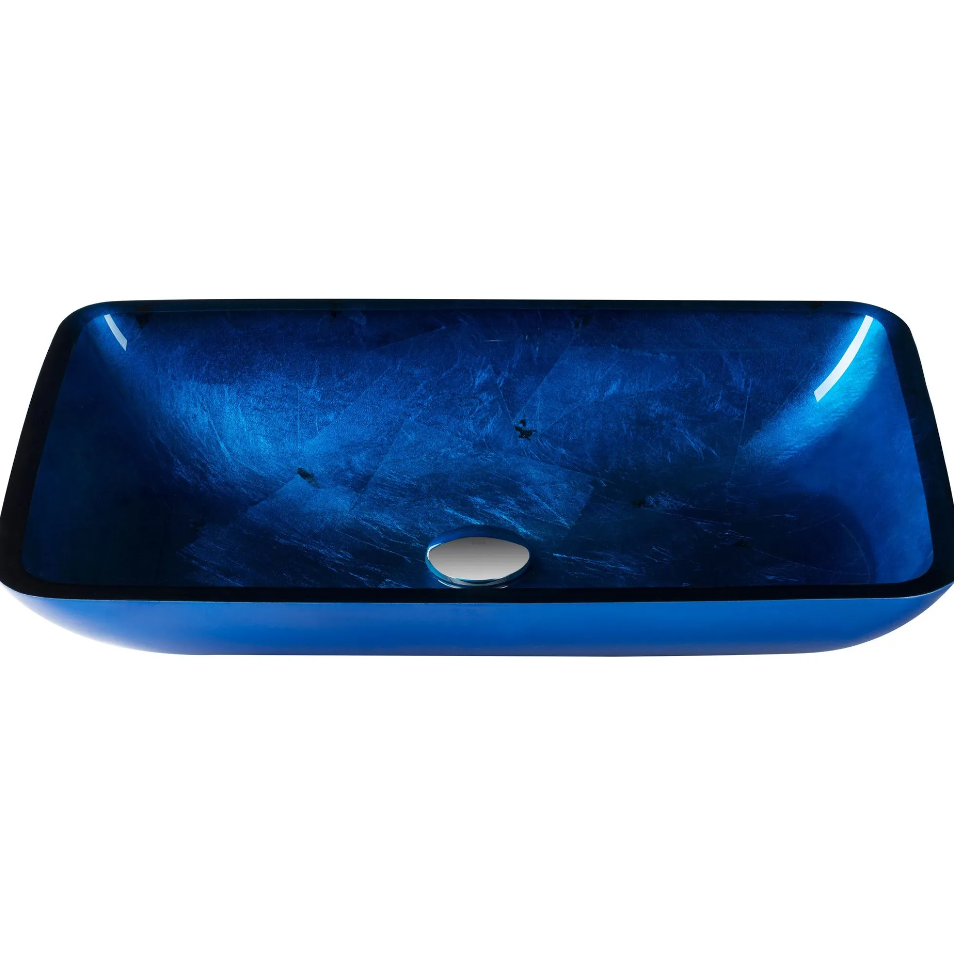Blue Rectangular Glass Vessel 22" Bathroom Sink