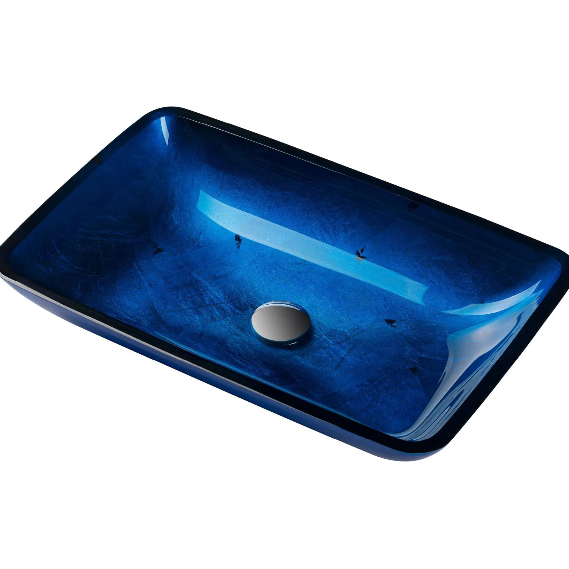 Blue Rectangular Glass Vessel 22" Bathroom Sink