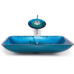 Blue Rectangular Glass Vessel 22