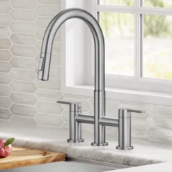 Bridge Kitchen Faucet with Pull-Down Sprayhead in Spot-Free Stainless Steel