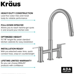 Bridge Kitchen Faucet with Pull-Down Sprayhead in Spot-Free Stainless Steel
