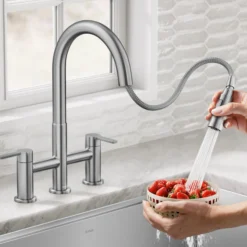 Bridge Kitchen Faucet with Pull-Down Sprayhead in Spot-Free Stainless Steel