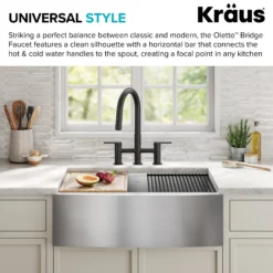 Bridge Kitchen Faucet with Pull-Down Sprayhead in Matte Black