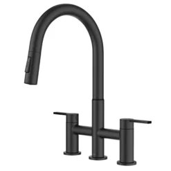 Bridge Kitchen Faucet with Pull-Down Sprayhead in Matte Black