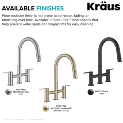 Bridge Kitchen Faucet with Pull-Down Sprayhead in Matte Black