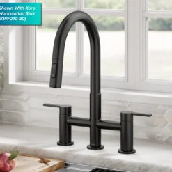 Bridge Kitchen Faucet with Pull-Down Sprayhead in Matte Black