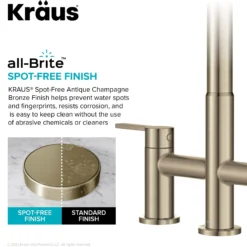 Bridge Kitchen Faucet with Pull-Down Sprayhead in Spot-Free Antique Champagne Bronze