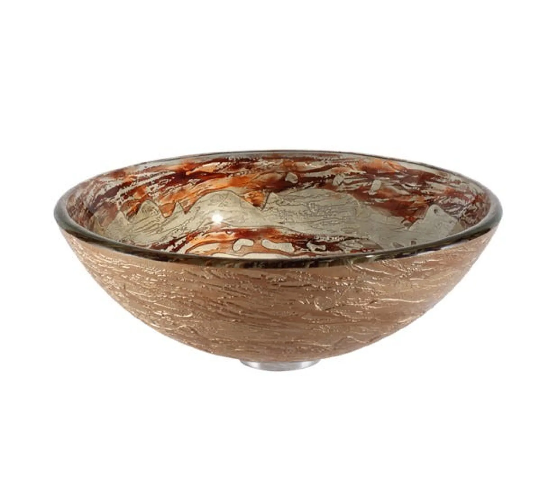 Brown/Grey Glass Vessel 16 1/2" Bathroom Sink w/ Pop-Up Drain in Oil Rubbed Bronze
