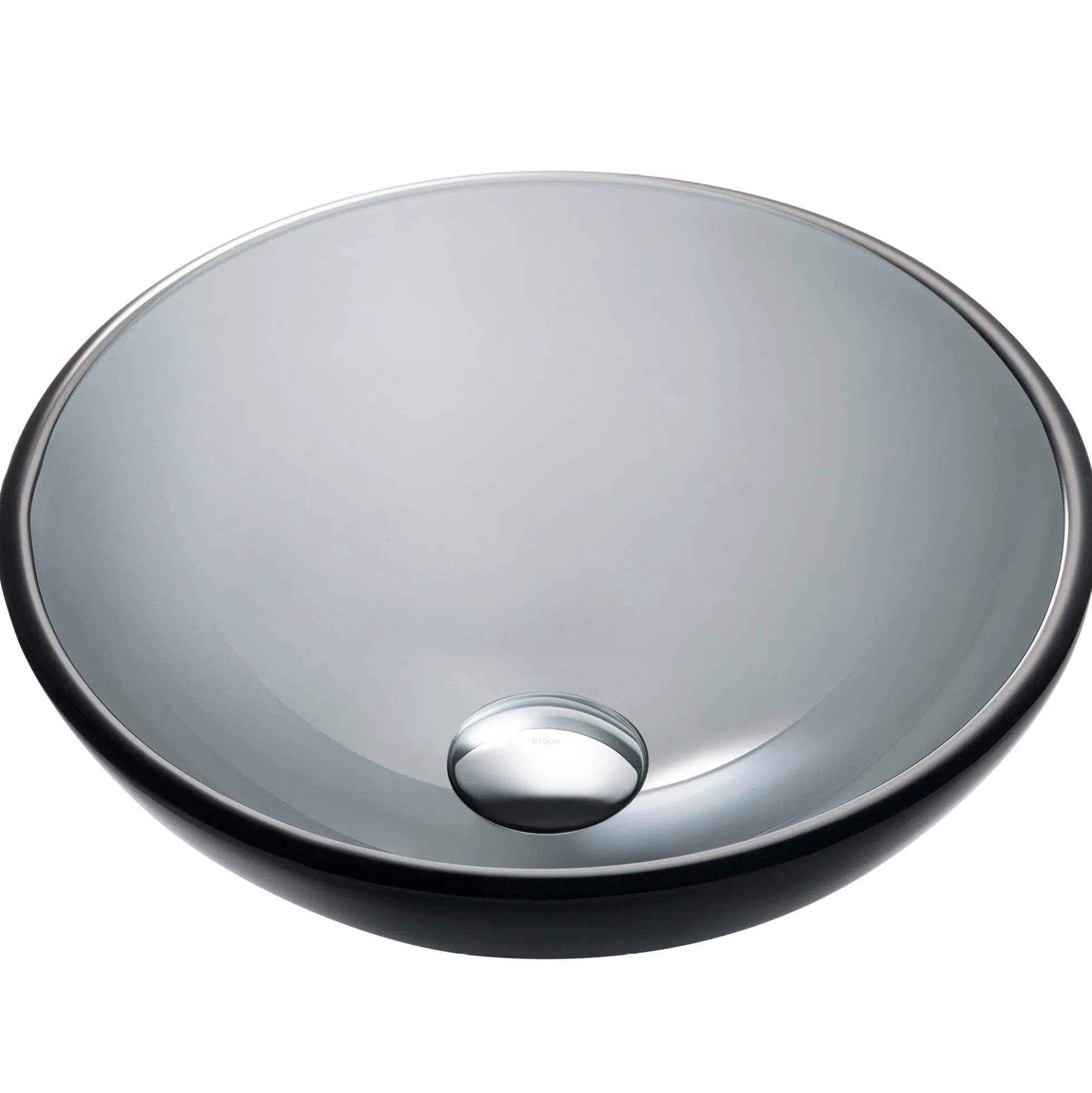 Clear Black Glass Vessel 16 1/2" Bathroom Sink