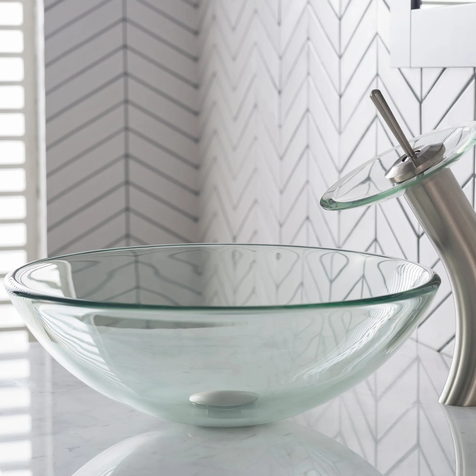 Clear Glass Vessel 16 1/2" Bathroom Sink