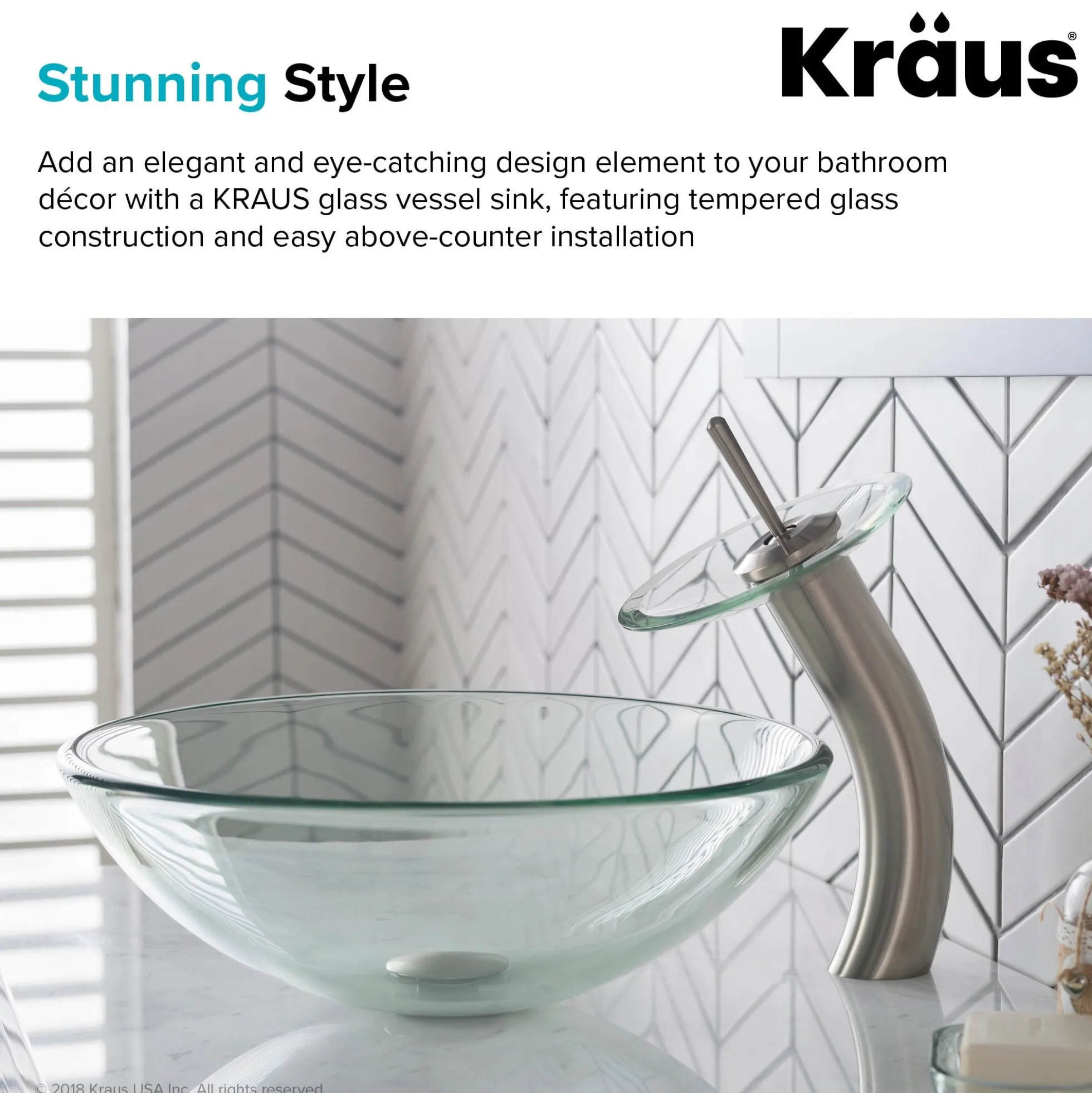 Clear Glass Vessel 16 1/2" Bathroom Sink