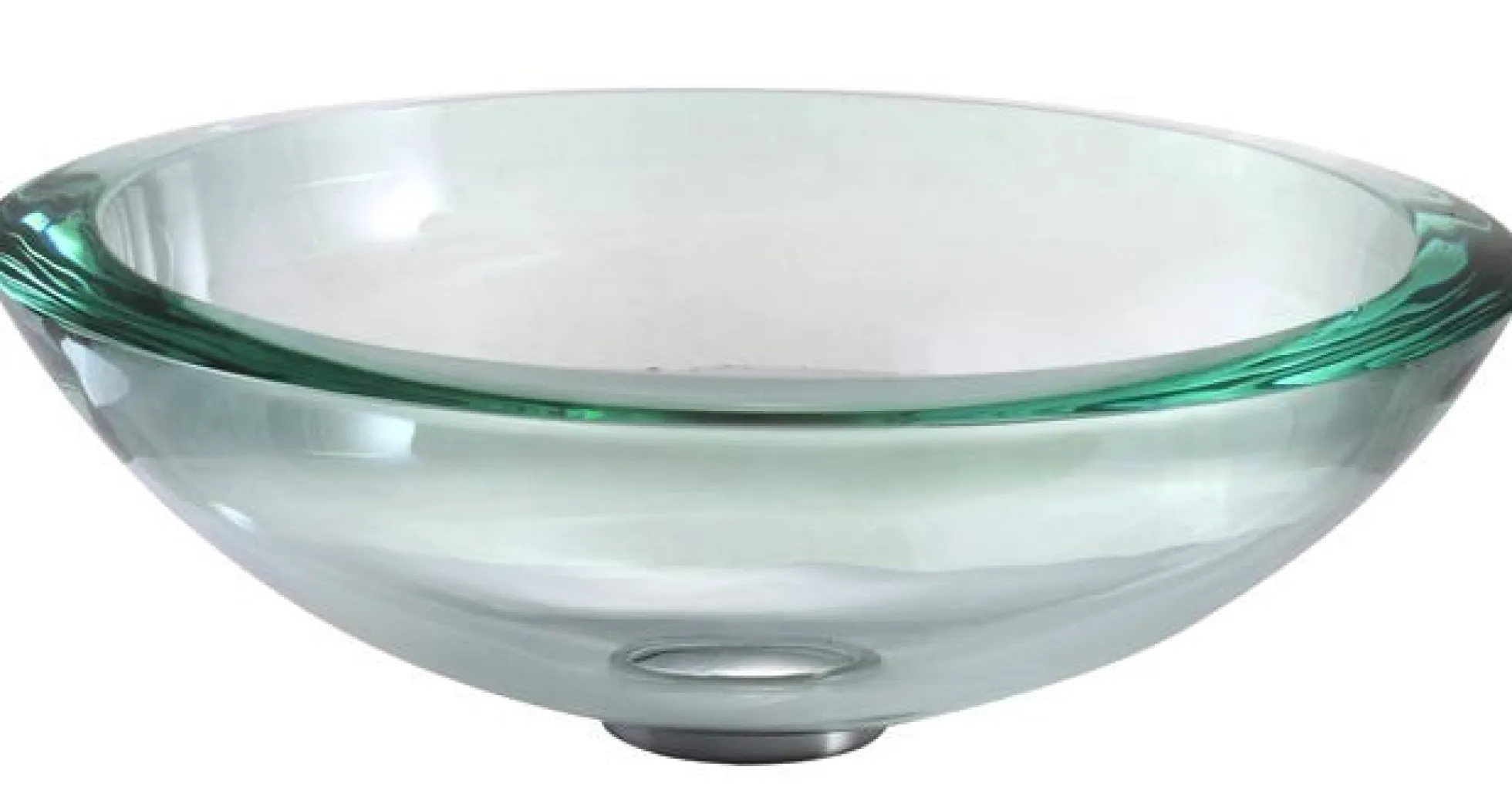 Clear Glass Vessel 17" Bathroom Sink w/ Pop-Up Drain in Chrome
