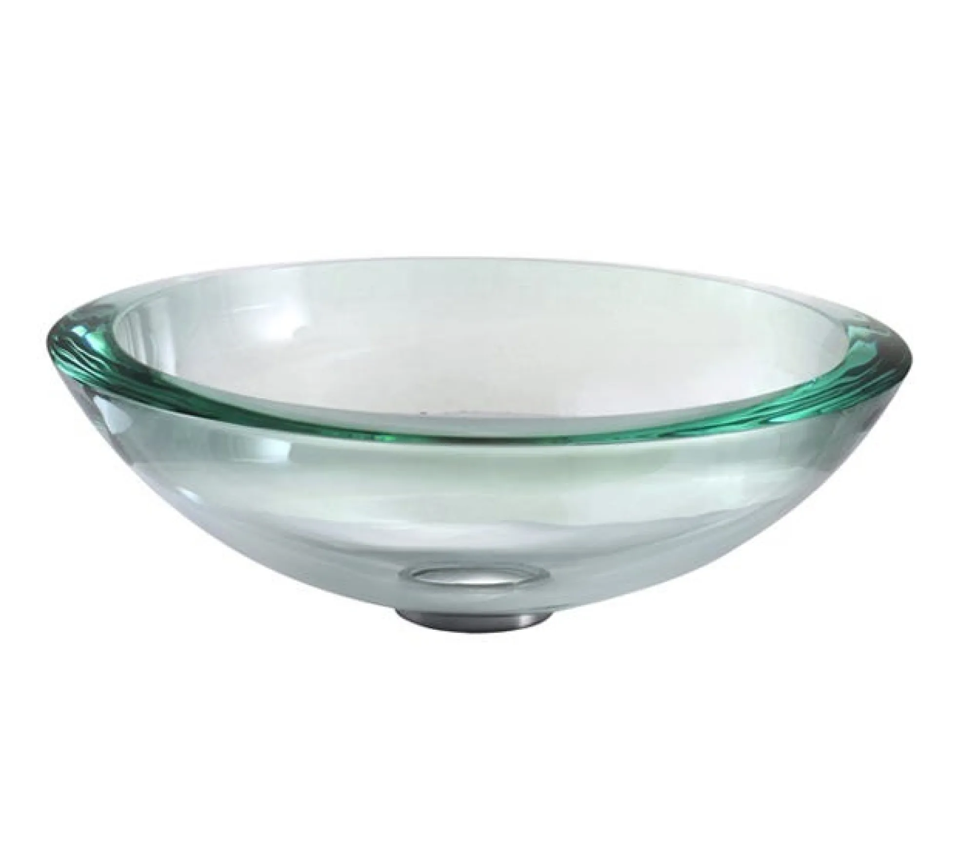 Clear Glass Vessel 17" Bathroom Sink w/ Pop-Up Drain in Satin Nickel