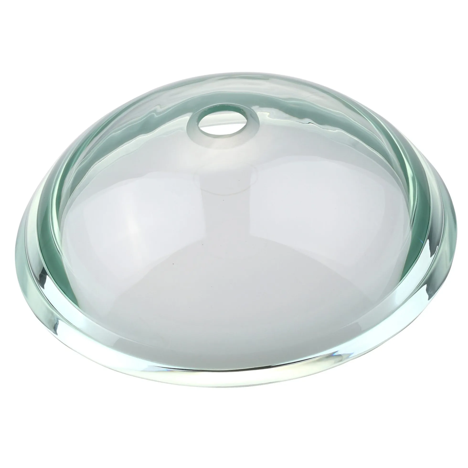 Clear Glass Vessel 17" Bathroom Sink w/ Pop-Up Drain in Satin Nickel