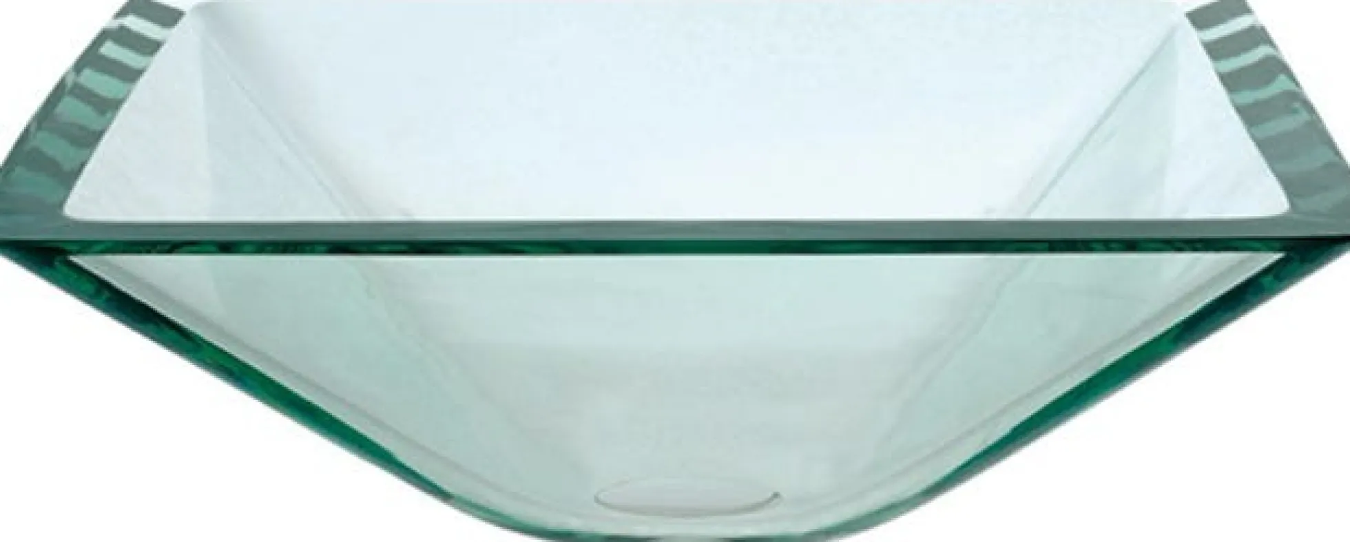 Clear Square Glass Vessel 16 1/2" Bathroom Sink w/ Pop-Up Drain in Chrome