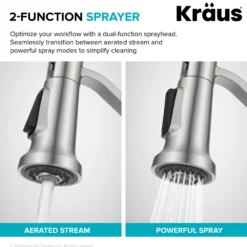 Commercial Style 2-Function Single Handle Pull Down Kitchen Faucet in Spot-Free Stainless Steel