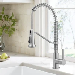 Commercial Style 2-Function Single Handle Pull Down Kitchen Faucet in Spot-Free Stainless Steel