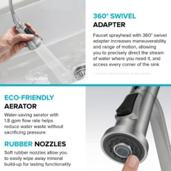 Commercial Style 2-Function Single Handle Pull Down Kitchen Faucet in Spot-Free Stainless Steel
