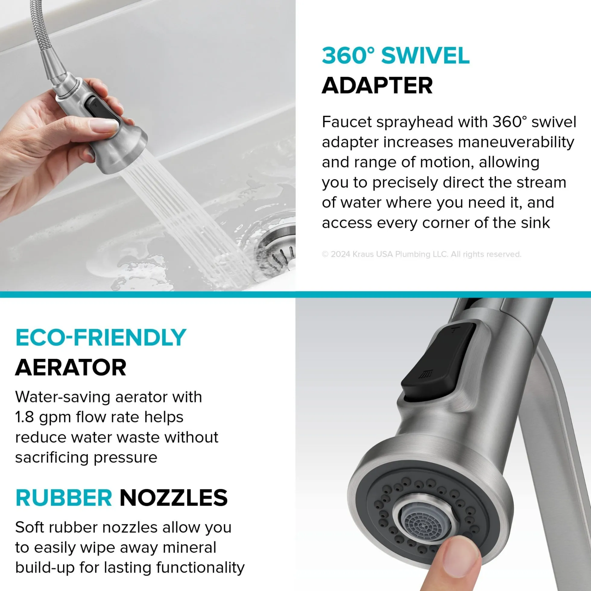 Commercial Style 2-Function Single Handle Pull Down Kitchen Faucet in Spot-Free Stainless Steel