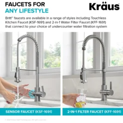 Commercial Style 2-Function Single Handle Pull Down Kitchen Faucet in Spot-Free Stainless Steel