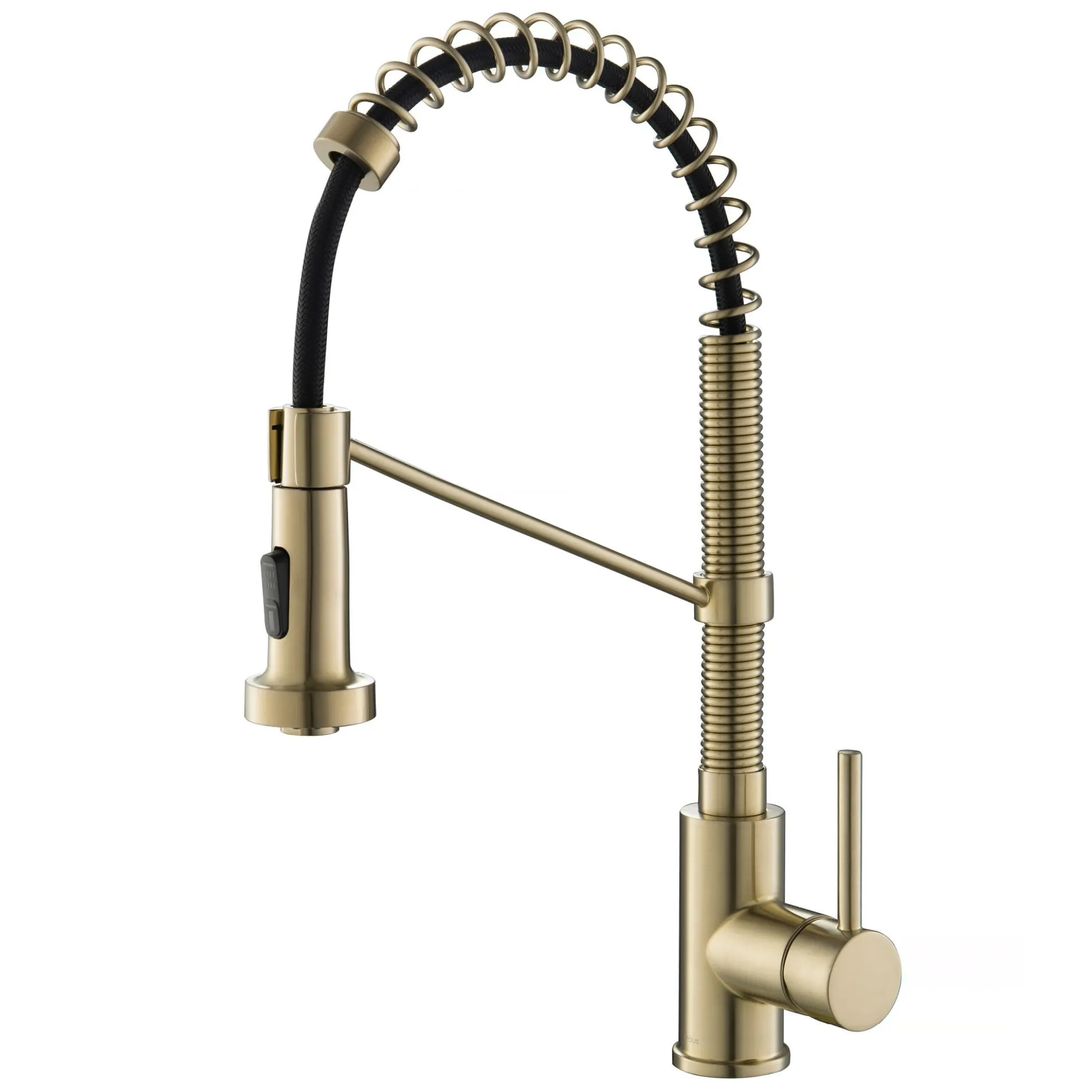 Commercial Style 2-Function Single Handle Pull Down Kitchen Faucet in Spot-Free Antique Champagne Bronze