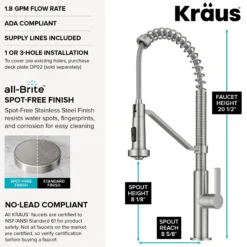 Commercial Style 2-Function Single Handle Pull Down Kitchen Faucet in Spot-Free Stainless Steel